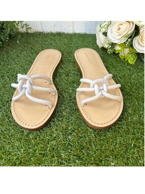 Amanu Handmade Zanzibar white Slide Sandals size 5 New